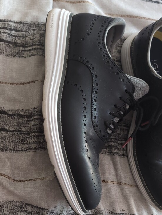Cole Haan Black Leather Wingtip Oxfords with White Sole main image 6